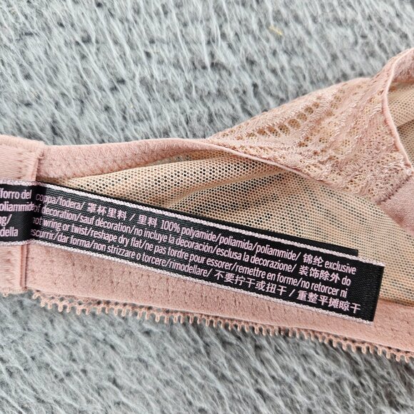 Victoria's Secret Bra‎ Womens 34D Pink Lace Unlined Plunge Sheer Underwire Sexy - Picture 11 of 14